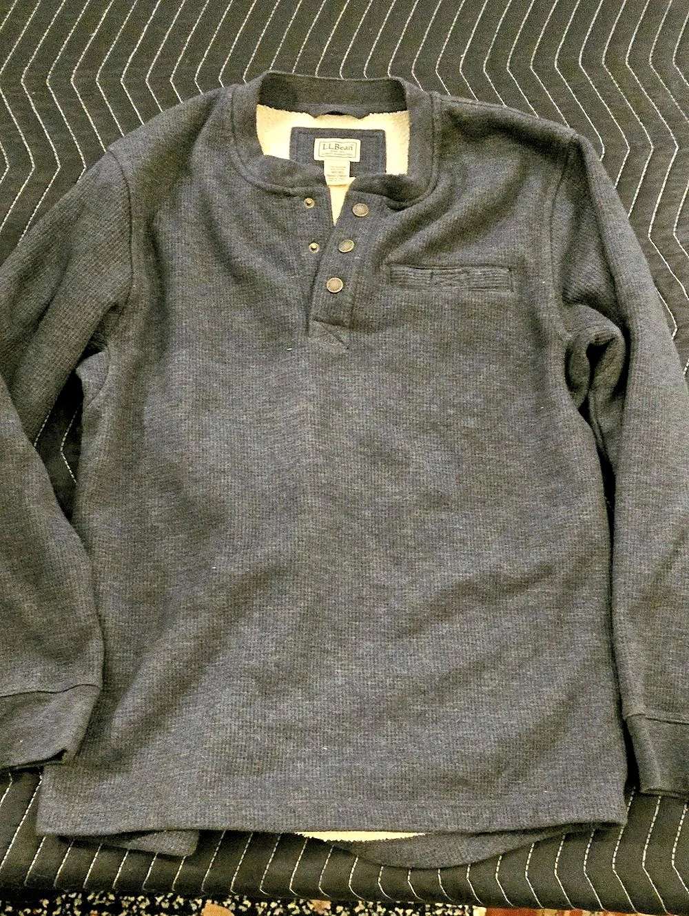 L.L.Bean Men's Katahdin Iron Works Bonded Waffle Fleece Henley Bonded Waffle